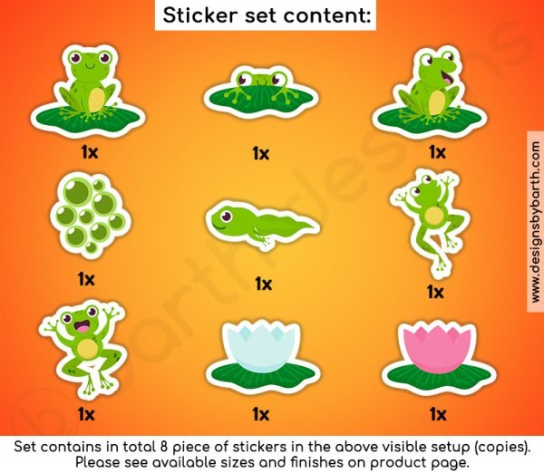 In various size and finish cute frog sticker sheet 1., green frog stickers, animal stickers 2