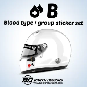 B Blood Type Group Sticker Set for helmet