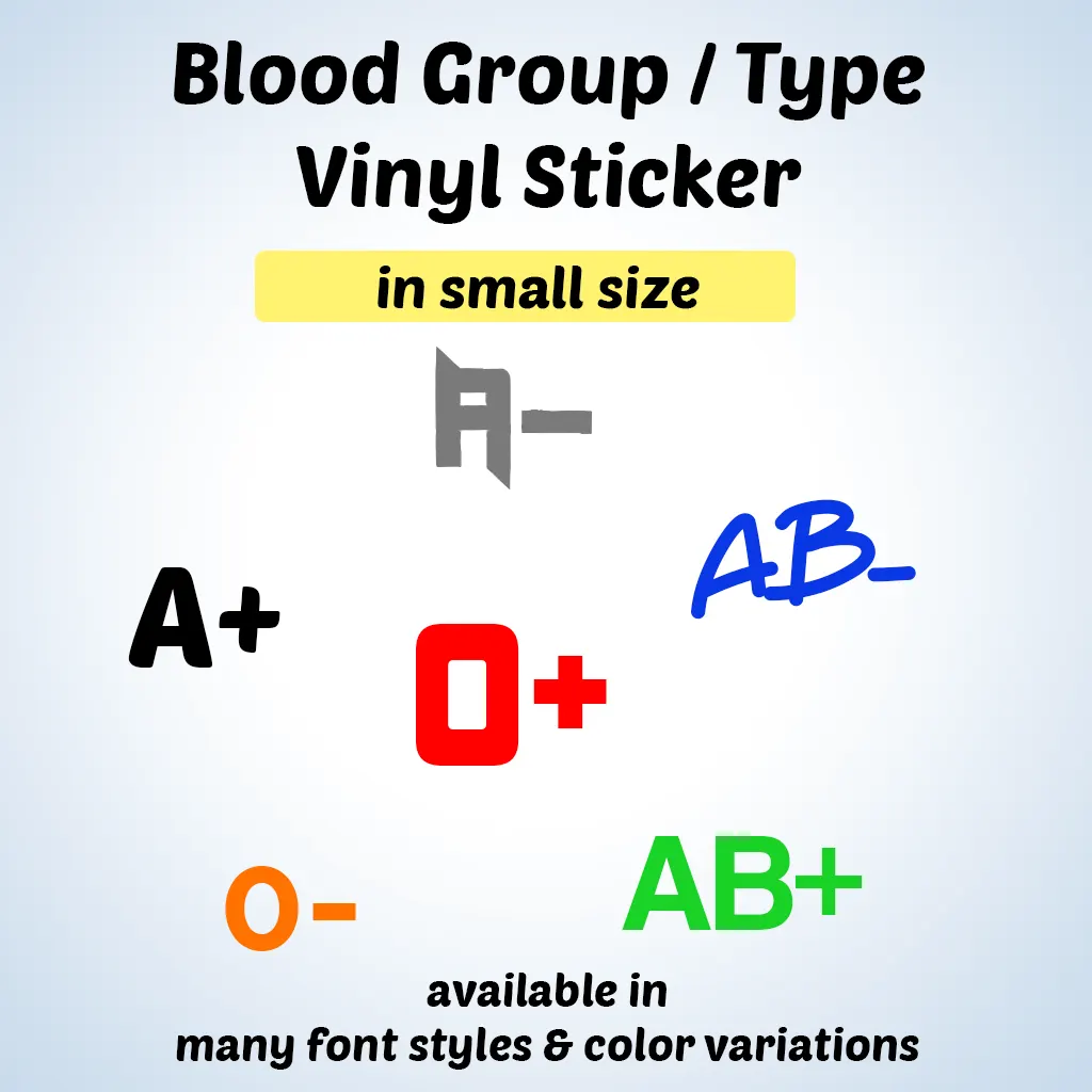 Blood Type Group Stickers in small size