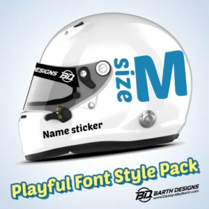 Medium helmet name sticker - in playful font pack