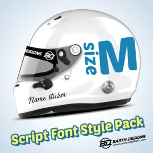 Script Font Style - Medium helmet name sticker