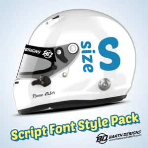 Script Font Style - Medium helmet name sticker