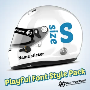 Small helmet name sticker - in playful font pack