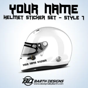 Helmet Name Sticker Set - Style 7 - Various colors