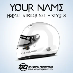 Helmet Name Sticker Set - Style 8 - Various colors