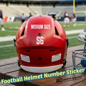 football helmet number decal sticker - medium size 1.73