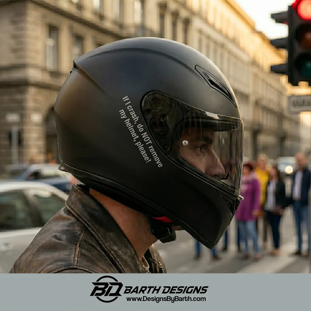 If I crash do not remove my helmet please sticker 3