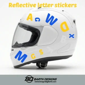 Reflective letter sticker - helmet sticker
