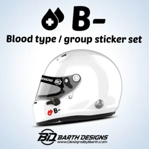 B- Blood Type Group Sticker set for helmet 1